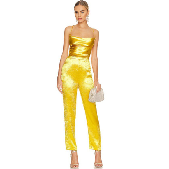Lovers + Friends Pants - Lovers and Friends Britt Jumpsuit in Prosecco Gold NWT Size Small